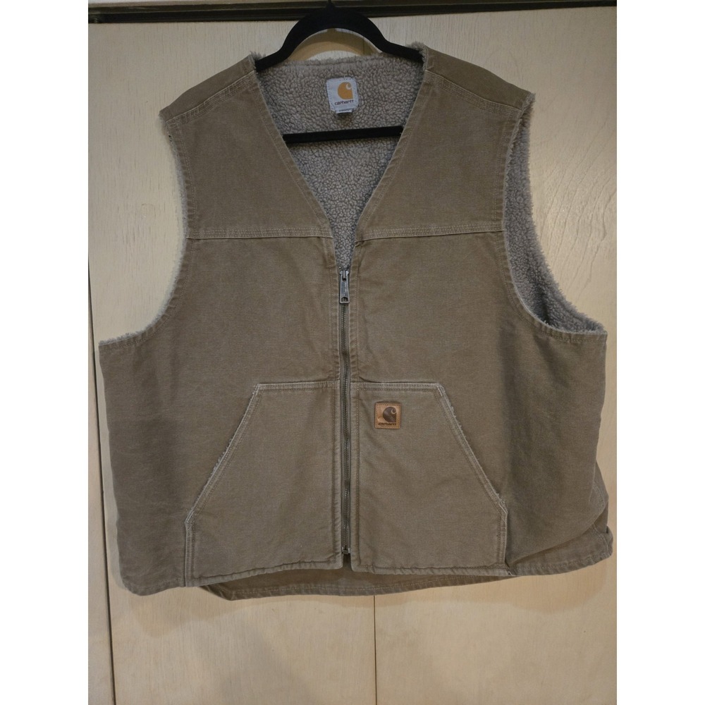 Carhartt V26 FRB Sherpa Lined Sandstone Duck Vest Brown 2XL USA Workwear